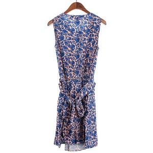 Silk Patterned Dress with Waiste Tie